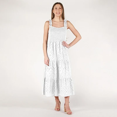 DV Smocked bodice lace eyelet maxi dress