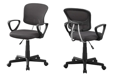 Monarch Specialties Office Chair, Adjustable Height, Swivel, Ergonomic, Armrests, Computer Desk, Work, Juvenile, Metal, Mesh, Grey, Black, Contemporary, Modern