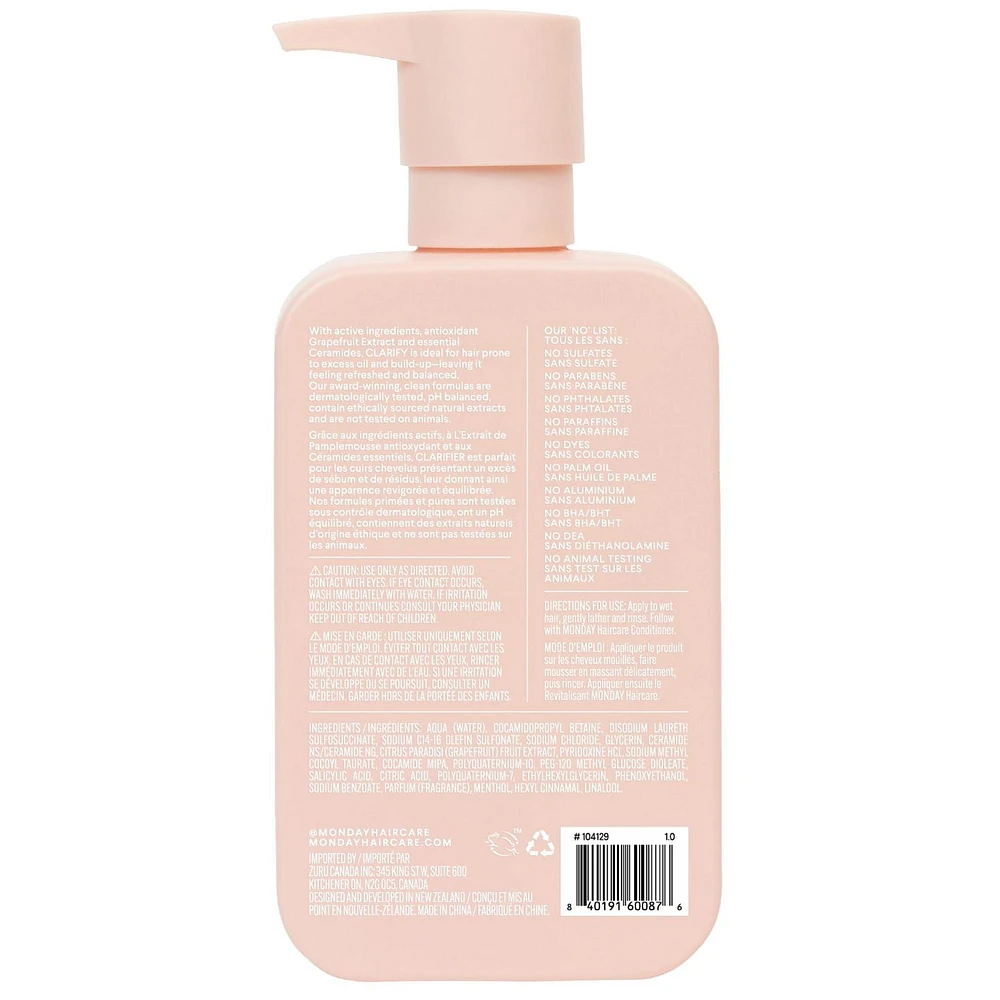 MONDAY Haircare CLARIFY Shampoo 354ml, With Grapefruit Extract