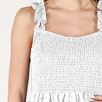 DV Robe longue à corsage smocké en dentelle et œillets