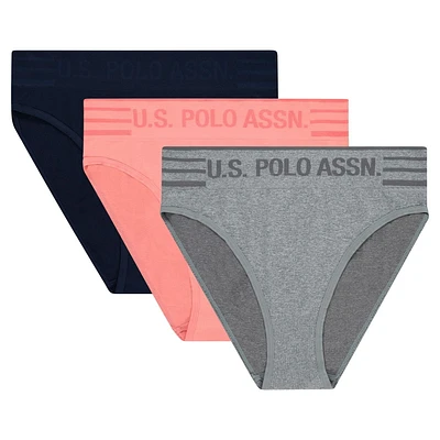 U.S. Polo Assn. Women's 3-Pack Seamless Hi-Cut Panties