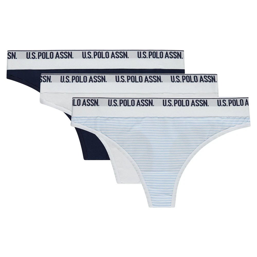 U.S. Polo Assn. Women's Cotton 3-Pack Thong Set