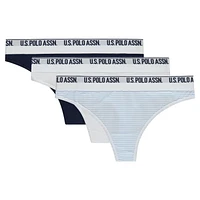 U.S. Polo Assn. Women's Cotton 3-Pack Thong Set