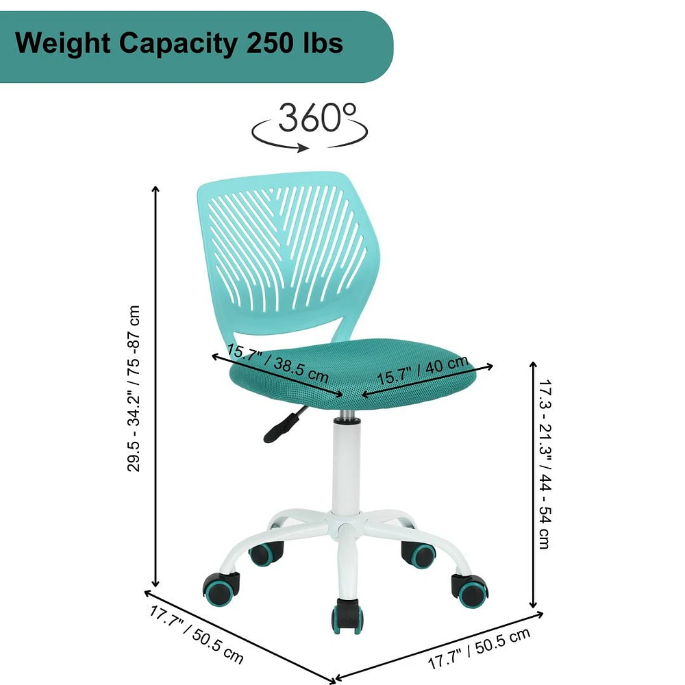 Homycasa Teen Ergonomic Task Chair Office Chairs for Students with Mesh Fabric Upholstery Adjustable Height