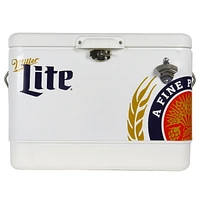 Miller Lite 54-Qt Ice Chest Cooler with Built-In Bottle Opener, Rustproof Portable Camping Cooler for Beach & Outdoor Adventures