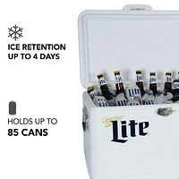 Miller Lite 54-Qt Ice Chest Cooler with Built-In Bottle Opener, Rustproof Portable Camping Cooler for Beach & Outdoor Adventures