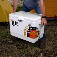 Miller Lite 54-Qt Ice Chest Cooler with Built-In Bottle Opener, Rustproof Portable Camping Cooler for Beach & Outdoor Adventures