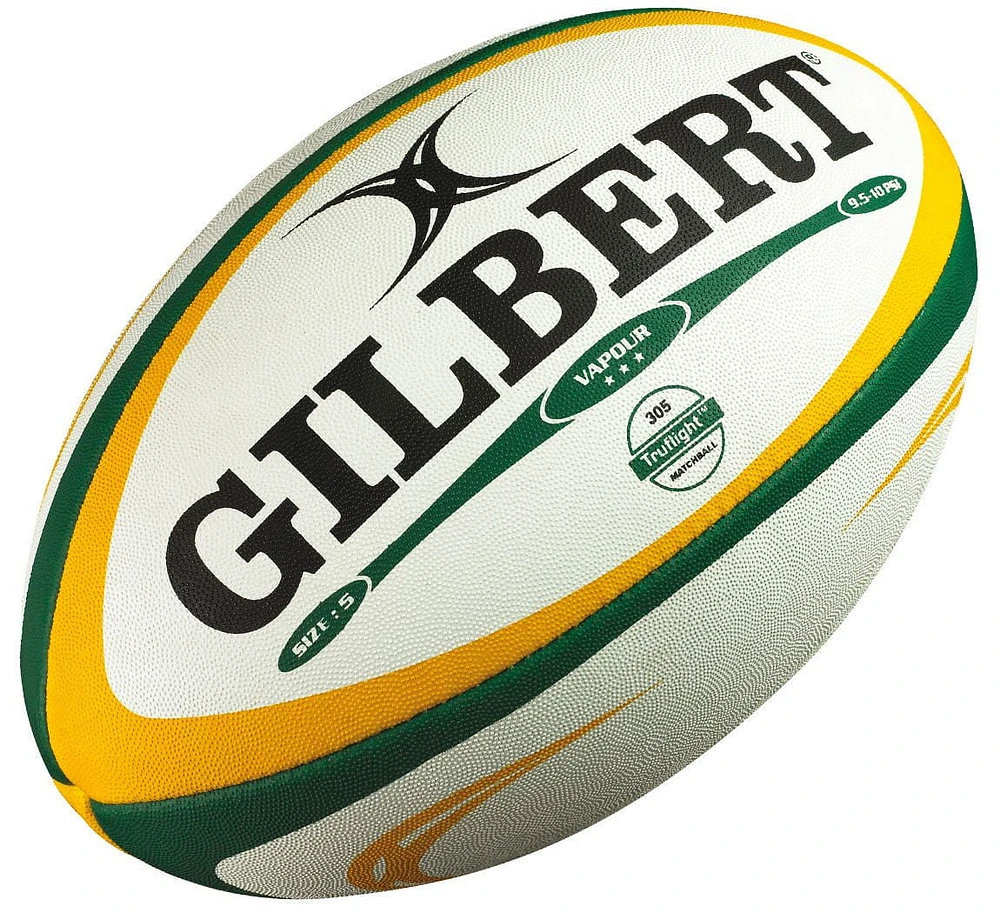 Gilbert Size 5 Green/Gold Vapour Rugby Ball