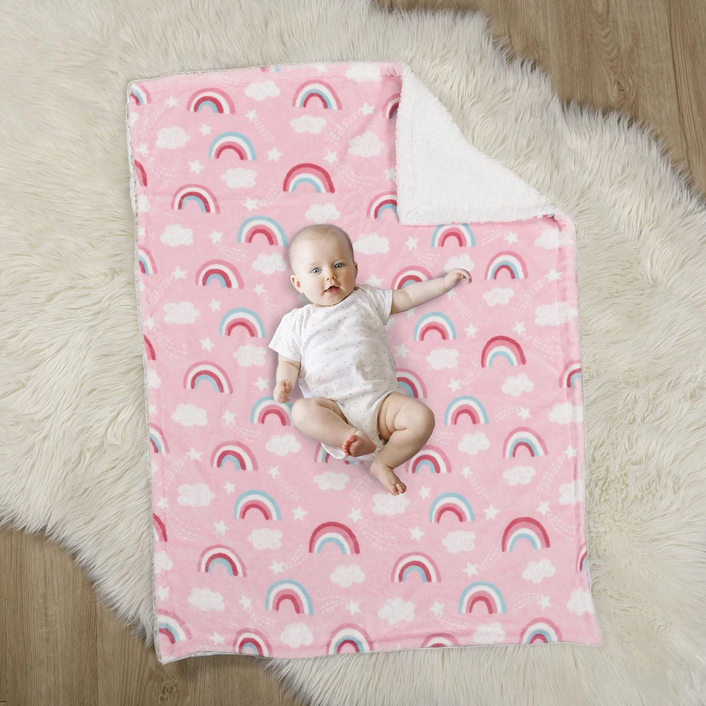 Ultimate Baby Sherpa Blanket, Rainbow 30" x 40"