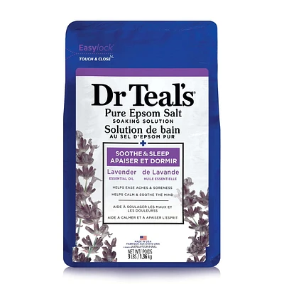 Dr Teal’s Salt Soak with Pure Epsom Salt, Soothe & Sleep with Lavender (Packaging May Vary), 1.36 kg/ 3lbs