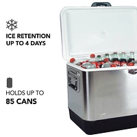 Koolatron 54 Quart Stainless Steel Ice Chest Cooler With Bottle Opener, 51L