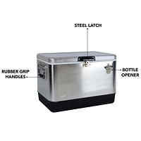 Koolatron 54 Quart Stainless Steel Ice Chest Cooler With Bottle Opener, 51L