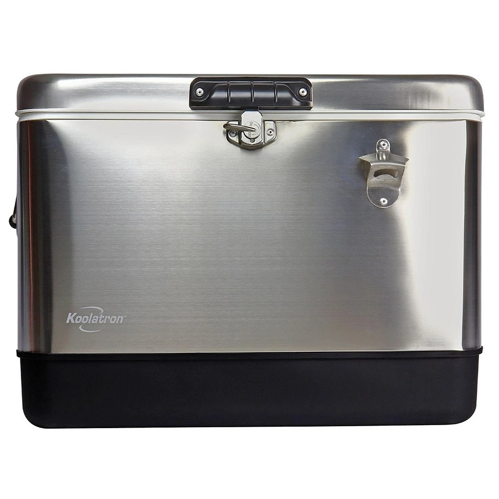 Koolatron 54 Quart Stainless Steel Ice Chest Cooler With Bottle Opener, 51L