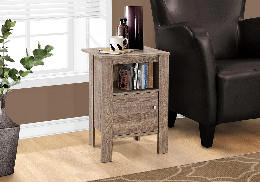 Monarch Specialties Accent Table, Side, End, Nightstand, Lamp, Storage, Living Room, Bedroom, Brown Laminate, Transitional