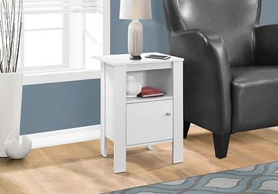 Monarch Specialties Accent Table, Side, End, Nightstand, Lamp, Storage, Living Room, Bedroom, White Laminate, Transitional