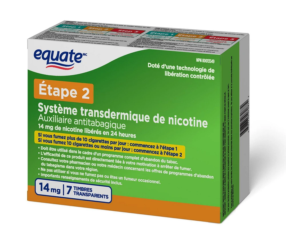 Equate Clear Step 2 Patches, Nicotine Transdermal Patch, 14mg, Stop Smoking Aid