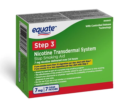 Equate Clear Step 3 Patches, Nicotine Transdermal Patch, 7mg, Stop Smoking Aid