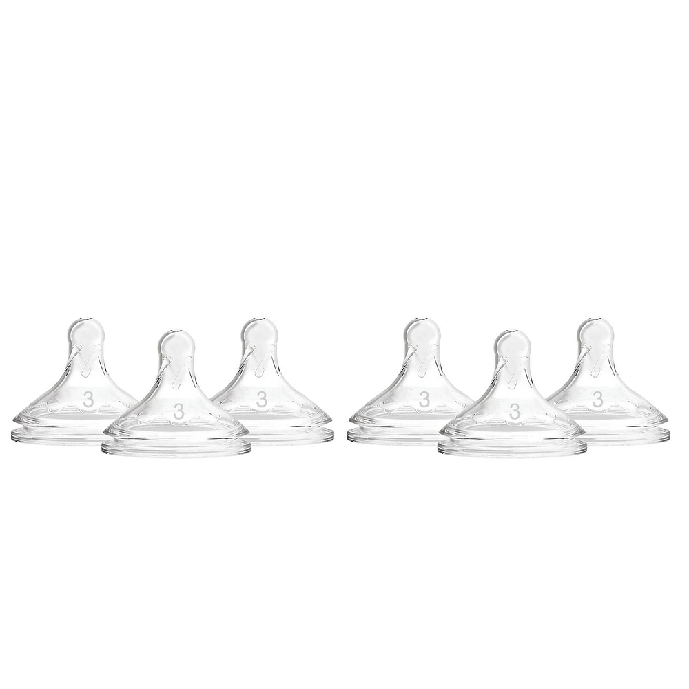 Dr. Brown's Natural Flow® Options+™ Wide-Neck Bottle Nipple, Level 3, 6m+, 6 Pack