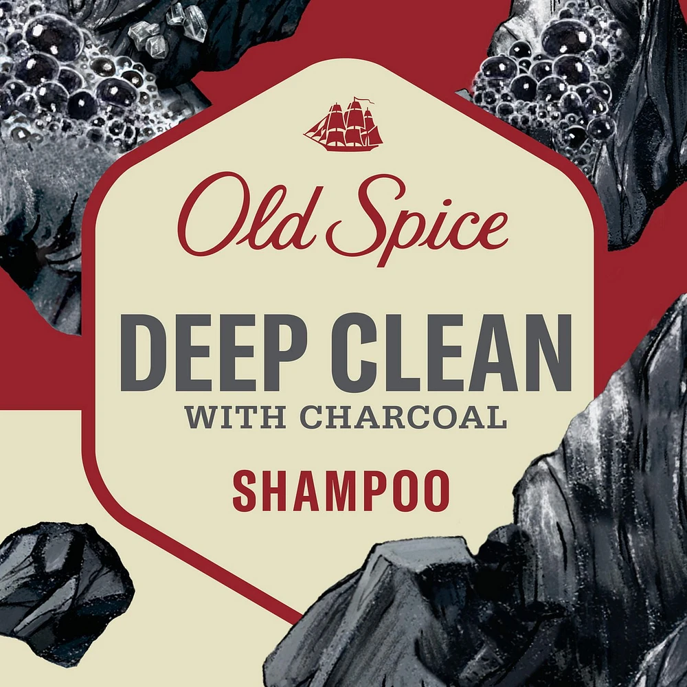 Old Spice Deep Clean Shampoo for Men with Charcoal, Fresh and Clean Scent, Removes Built Up Dirt and Oil, 400ML