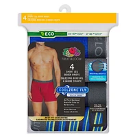 Fruit of the Loom Men's CoolZone Fly Print/Solid Short Leg Boxer Brief, 4-pack, Sizes: S - XL