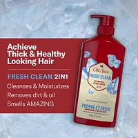 Old Spice Fresh Clean Shampoo and Conditioner 2in1 for Men with Glacier Water Scent, for Thick and Healthy Hair for Men, 650ML
