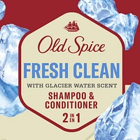 Old Spice Fresh Clean Shampoo and Conditioner 2in1 for Men with Glacier Water Scent, for Thick and Healthy Hair for Men, 650ML