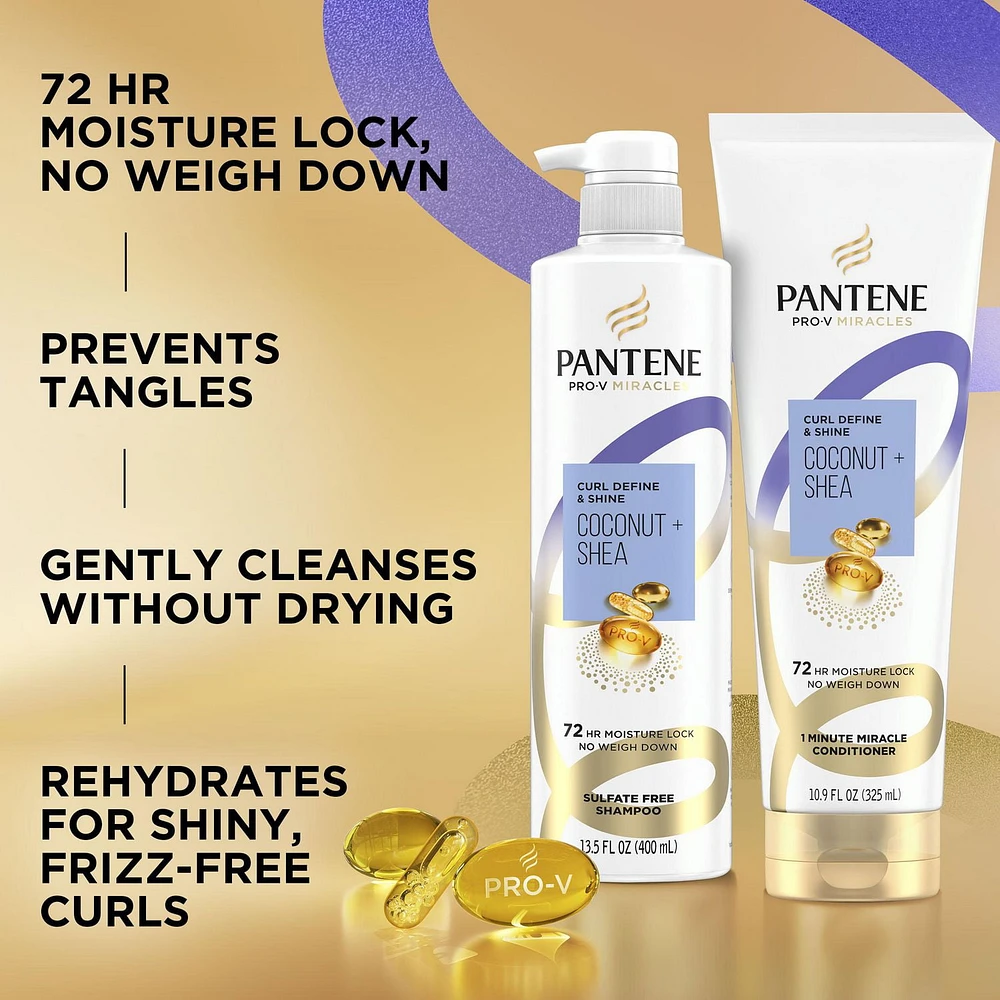 Shampooing Pantene Pro-V Miracles Définition des boucles et éclat Noix de coco + karité, sans sulfate 400ML