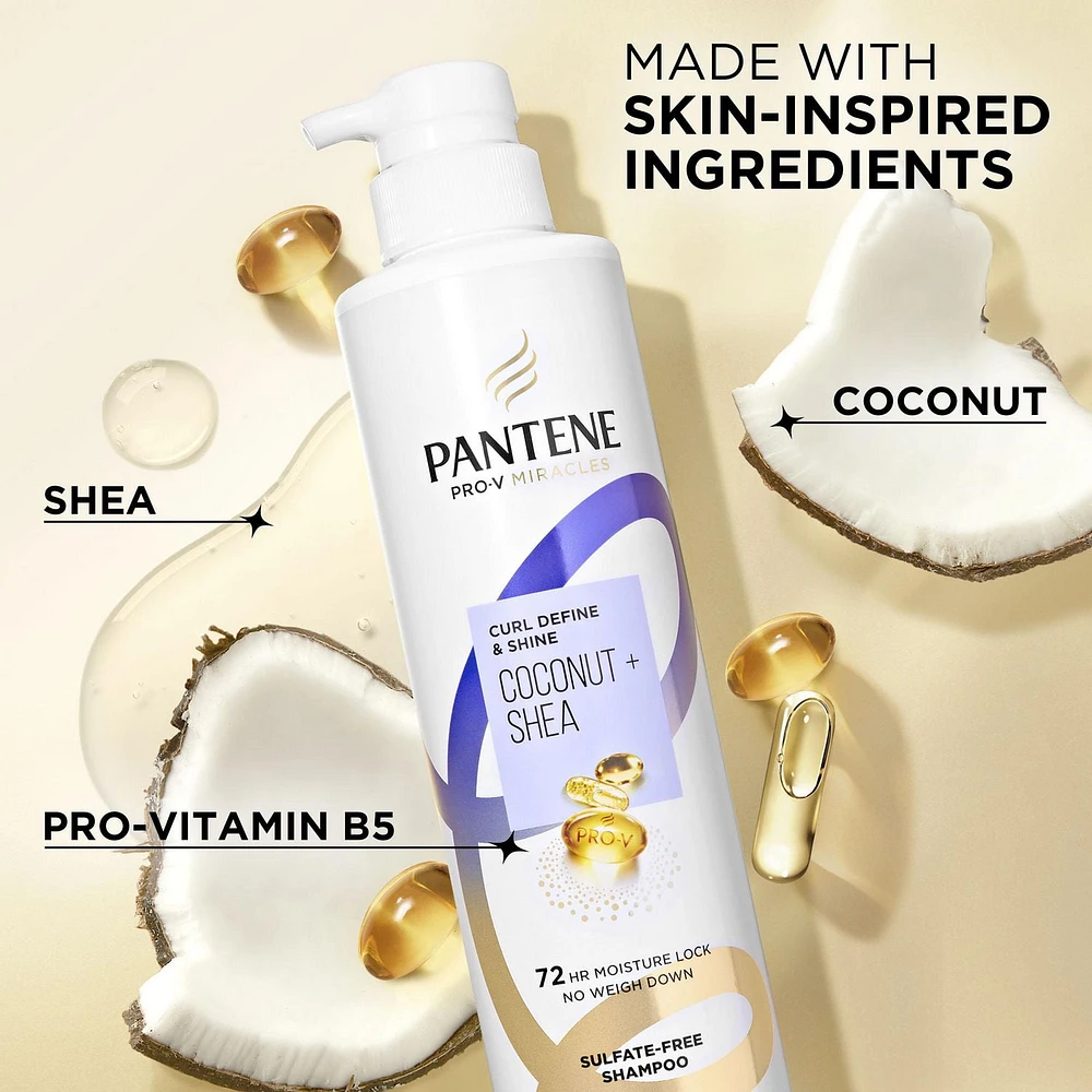 Shampooing Pantene Pro-V Miracles Définition des boucles et éclat Noix de coco + karité, sans sulfate 400ML