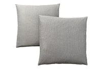 Monarch Specialties Pillows, Set Of 2, 18 X 18 Square, Insert Included, Decorative Throw, Accent, Sofa, Couch, Bedroom, Polyester, Hypoallergenic, Grey, Modern