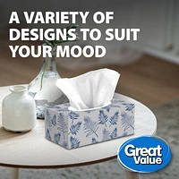 Great Value, Facial Tissues, 6 flat boxes, 88 tissues per box, 3Ply, 528 Tissues in total