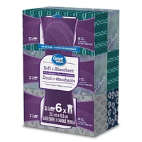 Great Value, Facial Tissues, 6 flat boxes, 88 tissues per box, 3Ply, 528 Tissues in total