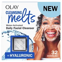 Olay Cleansing Melts + Hyaluronic Face Cleanser, Water-Activated Face Wash Cleans, Tones, and Refreshes Skin, 32CT