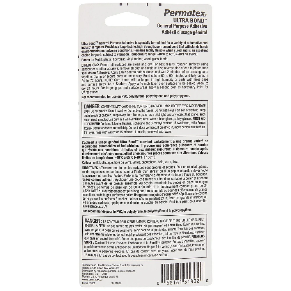 Permatex Ultra Bond General Purpose Adhesive / Sealant, 59mL