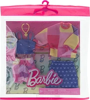 Barbie Doll Clothing, Fashion and Accessory 2-Pack featuring Pink & Blue Patterns (2 Outfits)