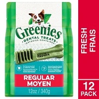 Gâteries dentaires naturelles pour chiens adultes Greenies Frais format MOYEN 12 Gâteries