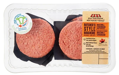 Burgers de bœuf bacon et cheddar, Mon marché fraîcheur