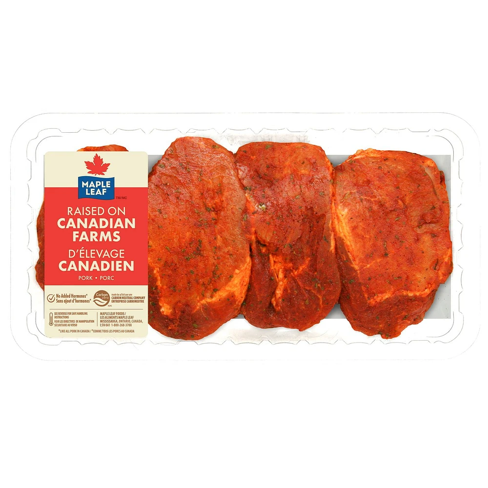 Maple Leaf Boneless Pork Rib Chops With Sweet BBQ Seasoning, 4 chops, 0.65 - 1.05 kg