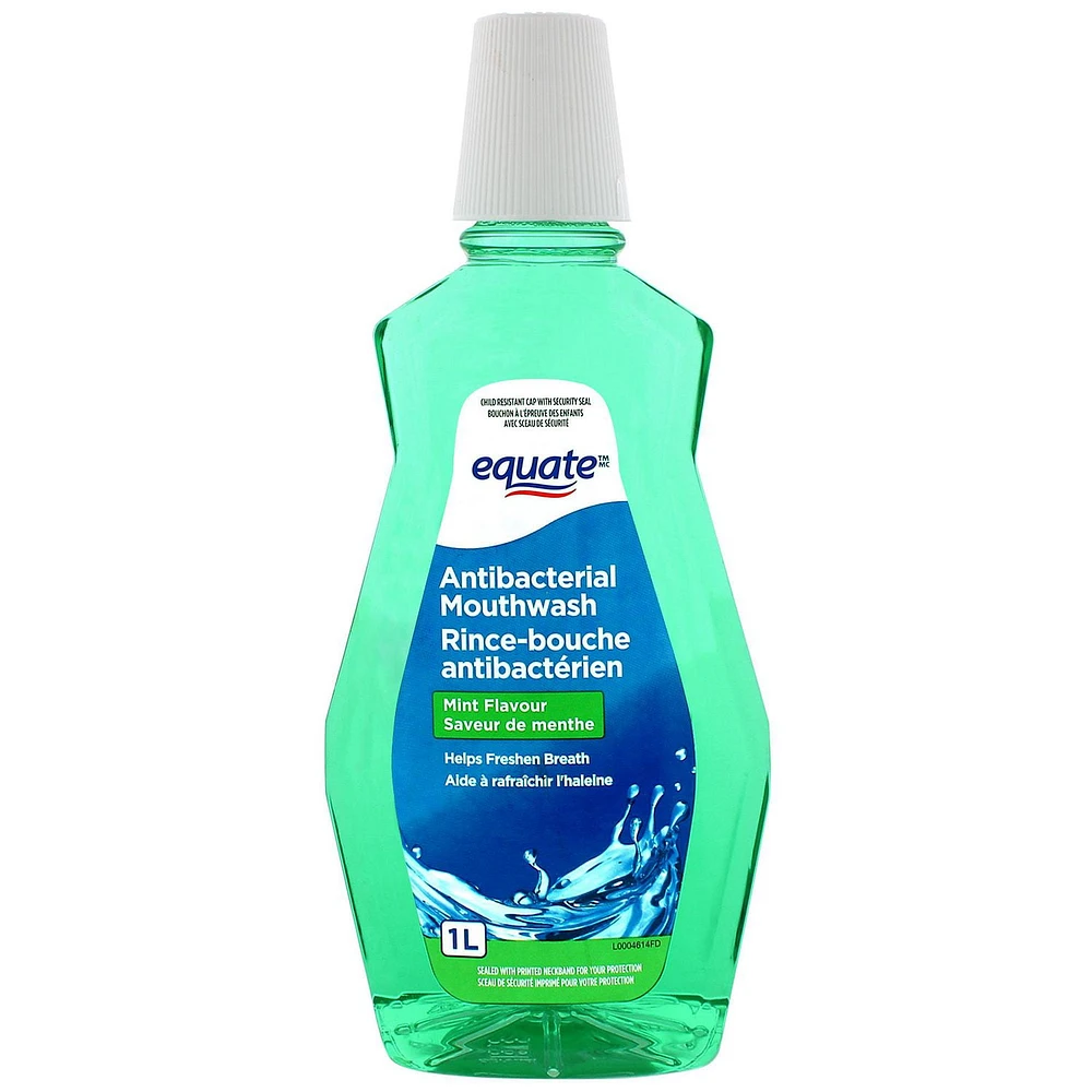 Equate Original Mint Antibacterial Mouthwash, 1 L, Original Mint