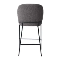 CorLiving Blakeley Modern Boucle Fabric Upholstered Counter Height Bar Stool with Metal Legs – Sold Individually - Comfortable Soft Counter Bar Stools, Bar Counter Stools, and Counter Height Chairs