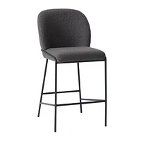 CorLiving Blakeley Modern Boucle Fabric Upholstered Counter Height Bar Stool with Metal Legs – Sold Individually - Comfortable Soft Counter Bar Stools, Bar Counter Stools, and Counter Height Chairs