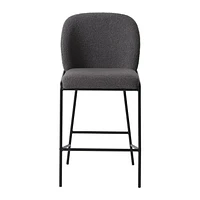 CorLiving Blakeley Modern Boucle Fabric Upholstered Counter Height Bar Stool with Metal Legs – Sold Individually - Comfortable Soft Counter Bar Stools, Bar Counter Stools, and Counter Height Chairs