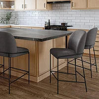 CorLiving Blakeley Modern Boucle Fabric Upholstered Counter Height Bar Stool with Metal Legs – Sold Individually - Comfortable Soft Counter Bar Stools, Bar Counter Stools, and Counter Height Chairs