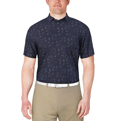 Ben Hogan Polo de golf à manches courtes pour homme avec imprimé Tropical Get Away