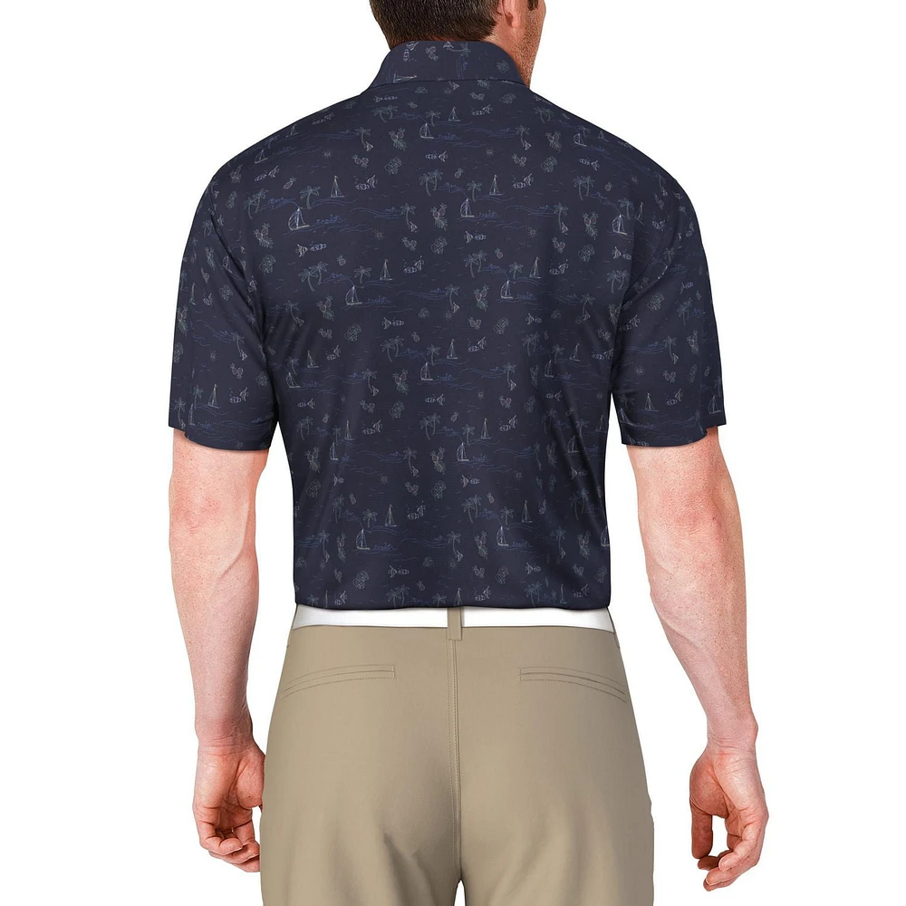 Ben Hogan Polo de golf à manches courtes pour homme avec imprimé Tropical Get Away