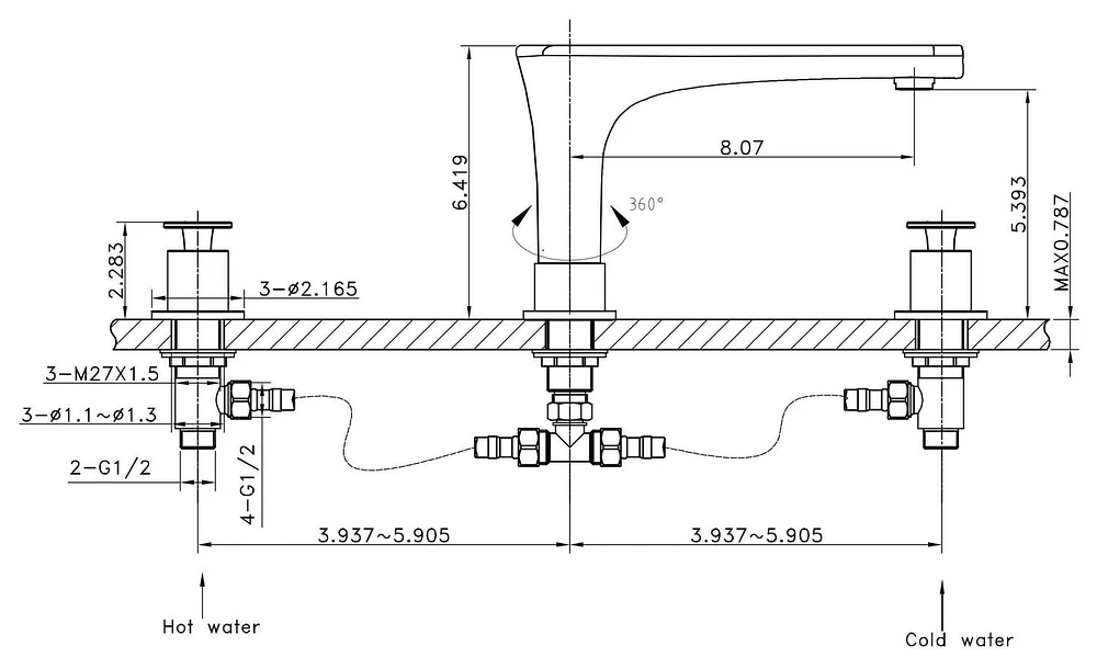 American Imaginations Chrome Bathroom Faucet Set AI-2013