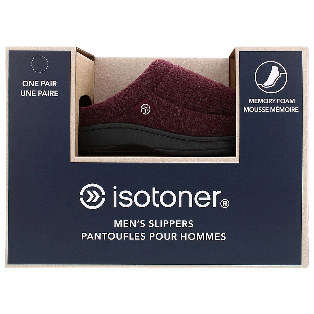 isotoner® Men's Paul Heather Knit Hoodback Slippers