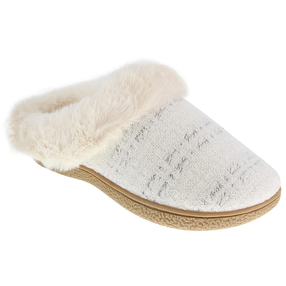 Isotoner® Women's Stacey Cozy Plaid Hoodback Slippers with Plush Faux Fur