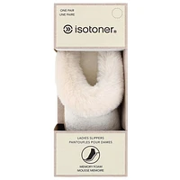 Isotoner® Women's Stacey Cozy Plaid Hoodback Slippers with Plush Faux Fur