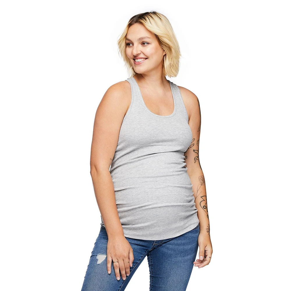 Paisley Sky Maternity Ruched Rib Racerback Tank