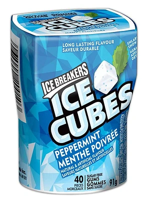 Bouteille de gommes sans sucre ICE BREAKERS ICE CUBES à la menthe poivrée 40 pièces